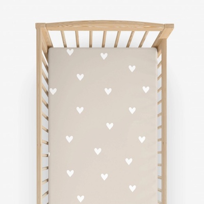 Goldea bavlna napínací prostěradlo srdíčka na latte 70x140