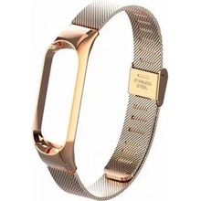Deveroux Ocelový milánský řemínek pro MiBand 3/4, easy click - Růžově zlatý DEV0004