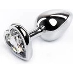 Fantasy by Cottelli Silver medium heart-shaped butt plug with white crystal