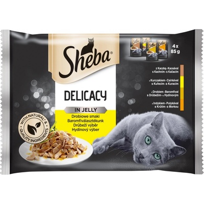 Sheba Delicacy s kuřecím kachním krůtím a drůbežím 4 x 85 g