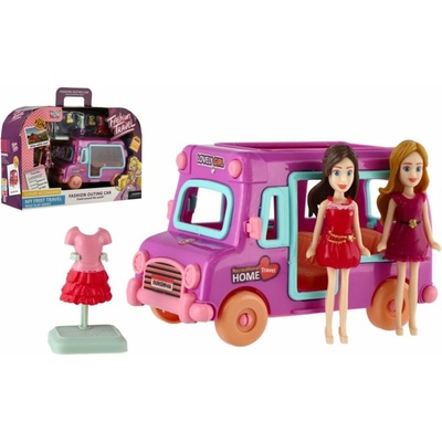 Teddies Panenky 2ks + auto plast s doplňky