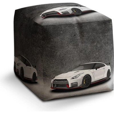 Sablio Taburet Kocka Nissan GTR 35 Šedý: 40x40x40 cm