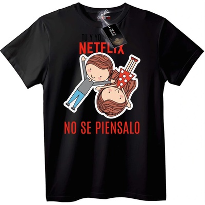 NOONEBRAND Тениска Netflix & Отпускане за Двойки - XL, Black