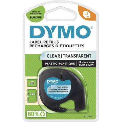 Dymo S0721530, černý tisk průhledný podklad, 4m x 12mm