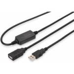 ASSMANN Active USB 2.0 Repeater/Extension Cable, 10 m A/M to A/F, black A/M to A/F