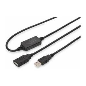 ASSMANN Active USB 2.0 Repeater/Extension Cable, 10 m A/M to A/F, black A/M to A/F
