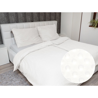 Biante obliečky Minky 3D bodky MKP-016 Krémovo biele 140x220 70x90