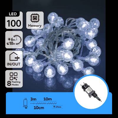 Aigostar - LED външна коледна гирлянда 100xLED/8 функции 13m IP44 студено бяло (AI1429)
