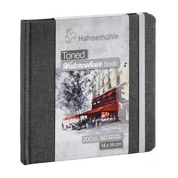Hahnemühle Toned Watercolour akvarelový blok BOOK 200 GR/M2 SIVÁ farba 30 LISTOV/60 STRÁN 14x14 CM