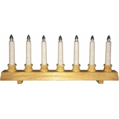 svícen vánoční el. 7 svíček LED dřev.přírodní 42,5x21,5x5cm