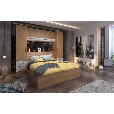 Спален комплект Integra M дъб златен харбър и бяло МДФ гланц