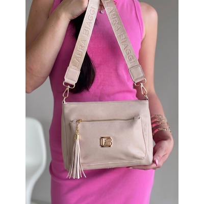 Laura Biaggi dámska crossbody kabelka béžová na každý deň