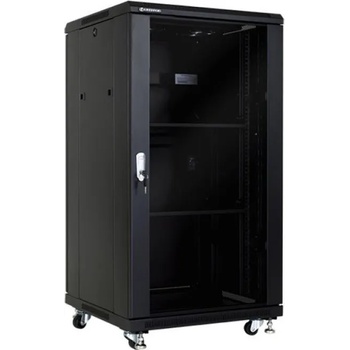 Linkbasic Шкаф 27u, 600х600м, Стъклена врата, Подов, Черен (ncb27-66-baa-c)