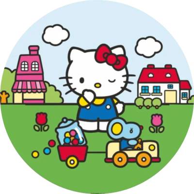 1x Hello Kitty – v lacláčích s myškou v autíčku – jedlý papír na dort – Hledejceny.cz