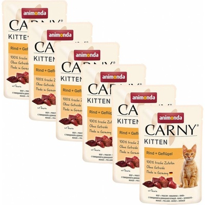 Animonda Carny Cat Kitten hovädzie hydina 6 x 85 g