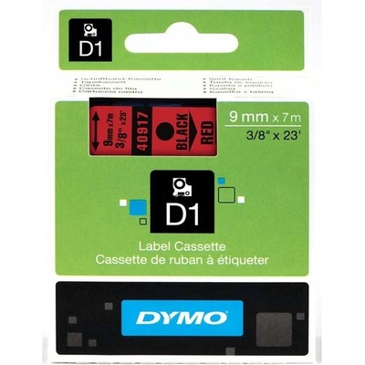Páska Dymo D1 9 mm x 7m, černý tisk/červený podklad, 40917, S0720720
