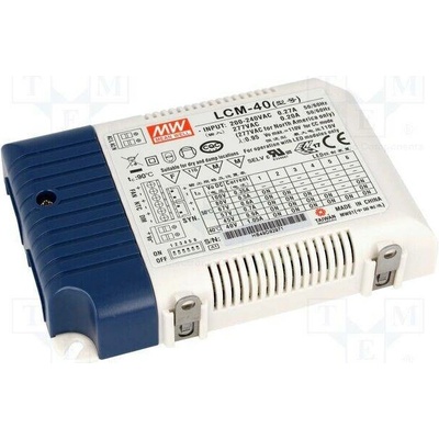 MEAN WELL LCM-40 Napájecí zdroj: spínaný; LED; 42W; 2÷100VDC; 350÷1050mA; IP20; LCM