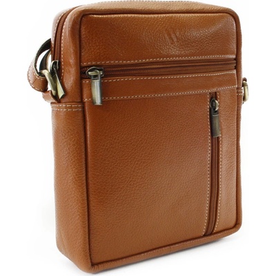 Světle hnědý pánský kožený zipový crossbag 215-1218-05