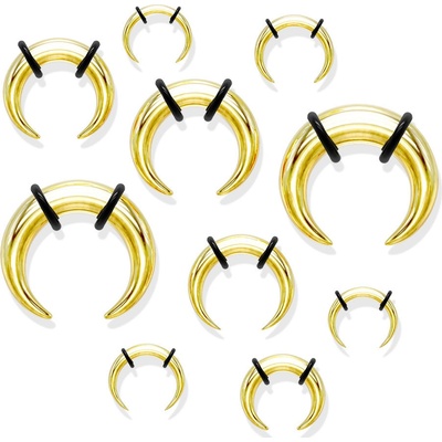 Šperky Eshop ocelový piercing do ucha ve stylu buffalo zlatá černé gumičky C4.9