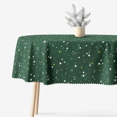 Goldea vánoční oválný teflonový ubrus hvězdičky na zelené 120x160 cm – Hledejceny.cz