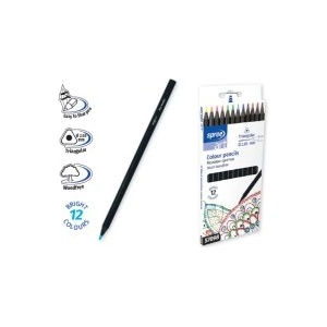 Spree Моливи Black 12 цвята триъгълни