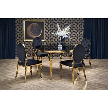 Halmar Кръгла маса reginald 2 черен мрамор / златно