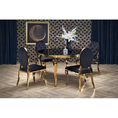 Halmar Кръгла маса reginald 2 черен мрамор / златно