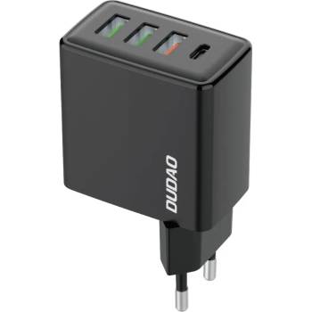 Dudao Quick Wall Charger 20W - захранване за ел. мрежа с 3хUSB-A и USB-C изходи и технология за бързо зареждане (черен)