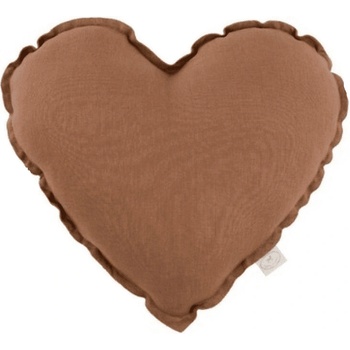Cotton and Sweets Mini ľanový vankúš srdca čokoláda 28cm