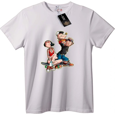 NOONEBRAND Тениска Попай и Олив Ойл Скейтъри - 2XL, Black