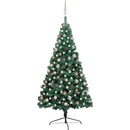 zahrada-XL Umělý vánoční půl stromek s LED a sadou koulí zelený 180 cm