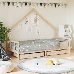 vidaXL Рамка за детско легло с чекмеджета 90x200 см масивно дърво бор (834552)