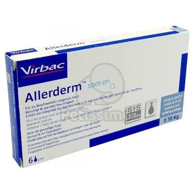 Virbac Allerderm Spot-On за кучета и котки под 10 кг 6 x 2 мл