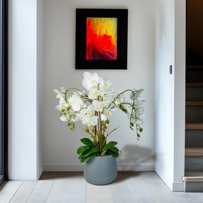 Umelá rastlina dekorácia - orchidea - biela - 83 cm