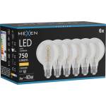 Mexen Vintis 6x LED спирална крушка филомент E27, G80, 8W, Топло - 2700K, 750 lm, прозрачно (L165-E27-0827-00x06)