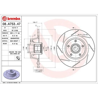BREMBO Brzdový kotúč 08A75347