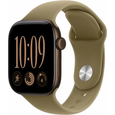 Apple Watch Series 12 GPS 42 mm tmavo bronzový hliník, olivový športový remienok - M/L MJEG4RK/A