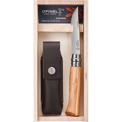 Opinel Сгъваем нож Opinel Luxe Olivier №8, острие 8.5 см + кожен калъф (001004-pe)