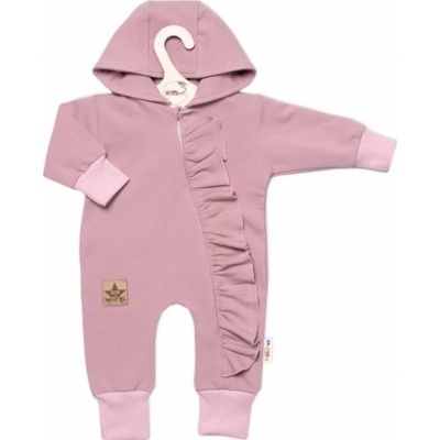 Teplákový overal s volánkem a kapucí GIRL Baby Nellys sv. růžový – Zboží Dáma