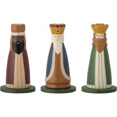 Bloomingville Vánoční svícen Betiel - set 3 ks, multi barva, dřevo