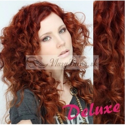 DELUXE medené Clip in vlasy kučeravé 50-53 cm