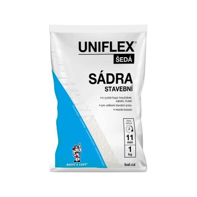 Uniflex sádra šedá, stavební, 1 kg