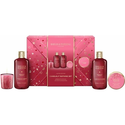 Baylis & Harding Midnight Cherry pěna do koupele 300 ml + sprchový krém 300 ml + tělové máslo 50 ml + vonná svíčka 60 g