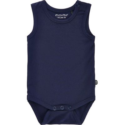 Detské body bez rukávov z bambusu modrej Dark Navy MINYMO