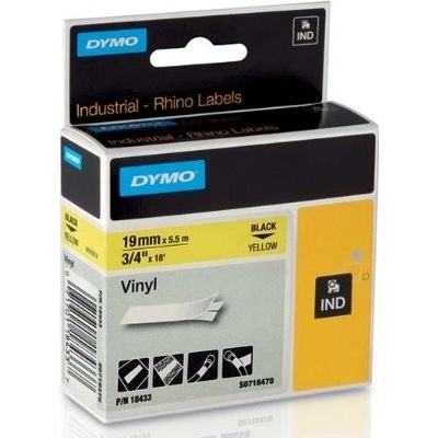 páska DYMO 18433 PROFI D1 RHINO Black On Yellow Vinyl Tape (19mm) (S0718470)