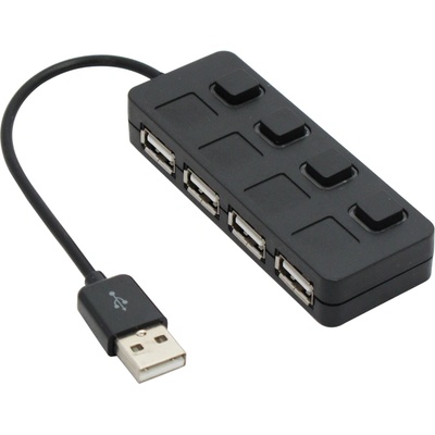 USB хъб No Brand, USB 2.0, 4 Порта, Черен - 12056 (12056)