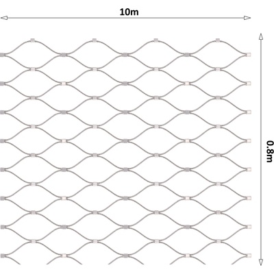 Lanová sieť, 0,8 x 10 m, oko 60 x 104 mm, ø 3 mm, AISI 316