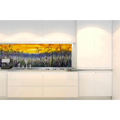 DIMEX KI-180-210 Fototapeta do kuchyne Denimová maľba lúčnej trávy, rozmery 180 x 60 cm
