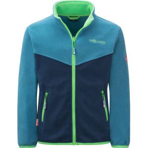 TROLLKIDS Детско поларено яке Trollkids Kids Oppdal Jacket XT Fleece jacket - Fresh Green / Mystic Blue / Dark Marine - размер 98 (EU) (703-2397-2212)