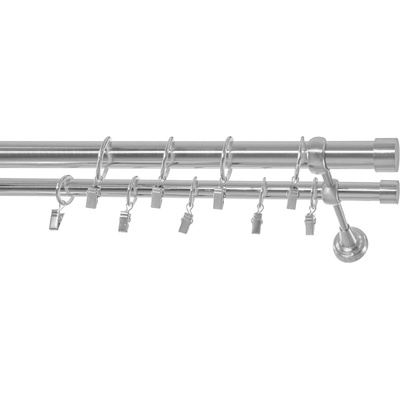 Rolmajster Kovová záclonová tyč Nehrdzavejúca oceľ Dvojitá 25 mm 250 cm